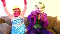 Spiderman vs Frozen Elsa vs Joker vs Joker Girl - Bad Baby GIANT Spider Attacks! - Disney