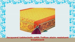 62 Square Claire Yellow  Red French Jacquard Tablecloth by Le Cluny 8efbf1fe
