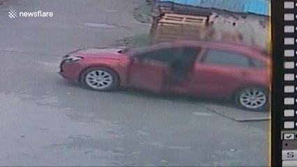 Driver forgets hand brake