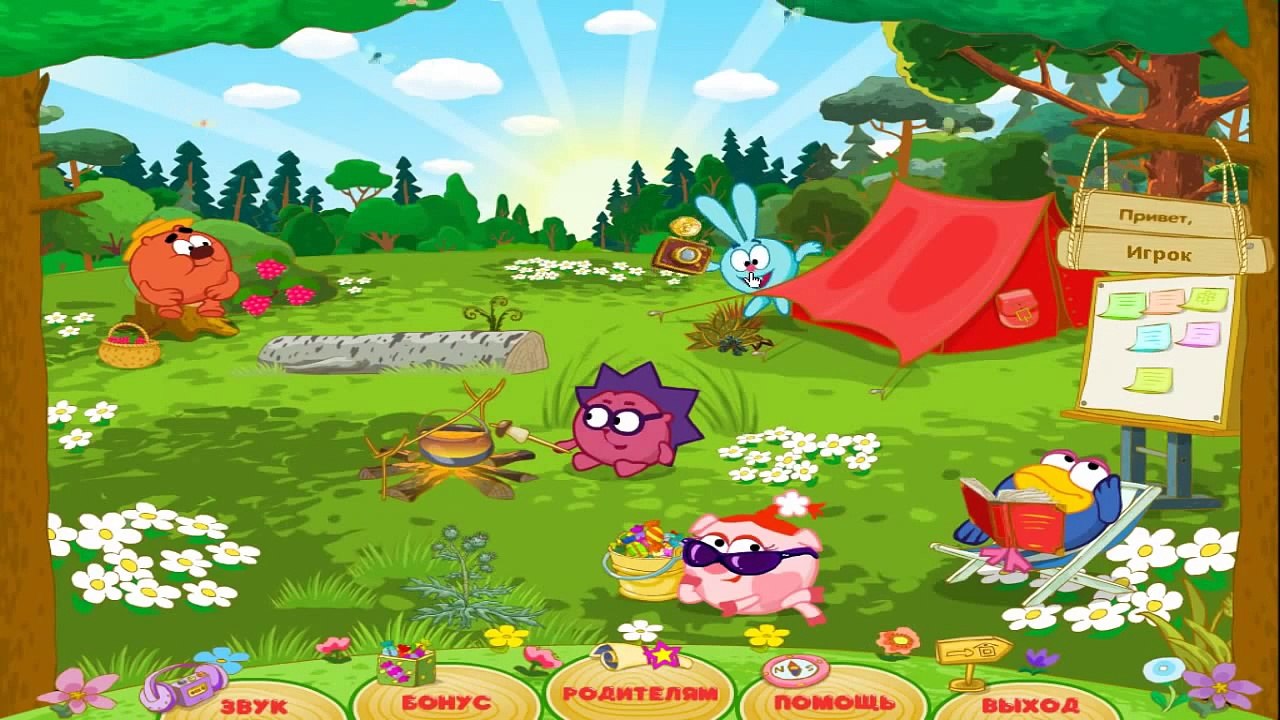 Смешарики ИГРА Прохождение Смешарики идут в поход Прохождение new года Серия 4