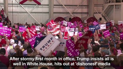 Trump reassures supporters in fiery campaign-style speech