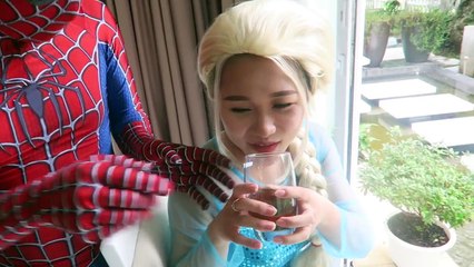 Frozen Elsa vs maleficent death match Spiderman vs Venom & Joker Fun Superheroes in real l