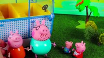 Peppa Pig toys in English  The Pig Family goes on holidays and a bee stings George