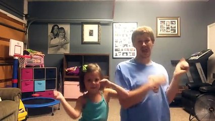 A father and his baby daughter compete in a fun ballet. The video goes viral