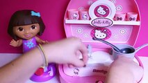 Dora The Explorer Chef with Hello Kitty Mini Kitchen Dora La Exploradora Nickelodeon Toys Review