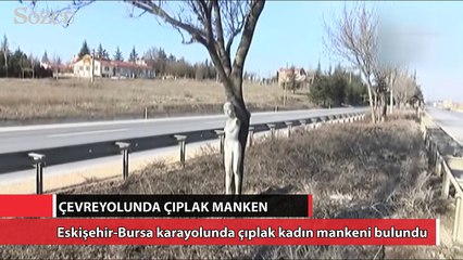 Eskişehir çevreyolunda esrarengiz çıplak kadın mankeni