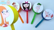 Lollipop Play Doh Clay Surprise Toys Phineas and Ferb Collection Rainbow Learn Colors in English