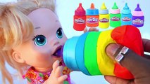 Baby Alive Play Doh Milk Bottles Feeding And Gumball Bath Learn Colors - MightyToys