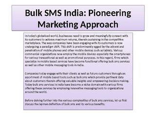 Bulk SMS India: Pioneering Marketing Approach