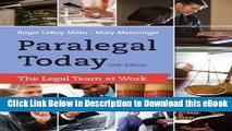 eBook Free Paralegal Today: The Legal Team at Work (West Legal Studies Series) Free Online