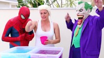 Frozen Elsa & Spiderman GROSS GELLI BAFF TOY CHALLENGE vs Joker - Superhero Fun in Real Life IRL  -)-F