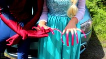 Spiderman & Frozen Elsa vs Poison Ivy! w_ Pink Spidergirl, Joker, Ariel Mermaid & Superman  -)-Ya