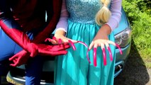 Spiderman & Frozen Elsa vs Poison Ivy! w_ Pink Spidergirl, Joker, Ariel Mermaid & Superman  -)-Yai