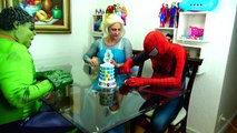 Spiderman Cooking Big Mac with Frozen Elsa & Hulk - Fun Superheroes Movie In Real Life-XYBwS