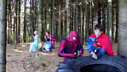 Frozen Elsa Finds a HATCHIMALS SURPRISE EGG! w  Spiderman Joker Spidergirl Anna TOYS Superhero