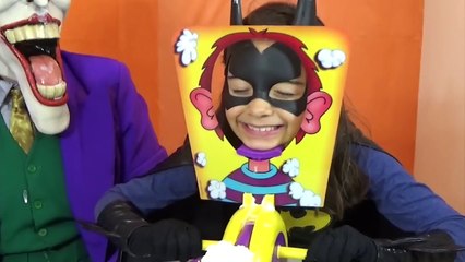 JOKER VS CATWOMAN VS BATGIRL Pie Face Challenge Superhero Kids in Real Life  IRL-4JdNGyo