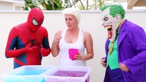 Frozen Elsa & Spiderman GROSS GELLI BAFF TOY CHALLENGE vs Joker - Superhero Fun in Real Life IRL  -)-FNRq7zA