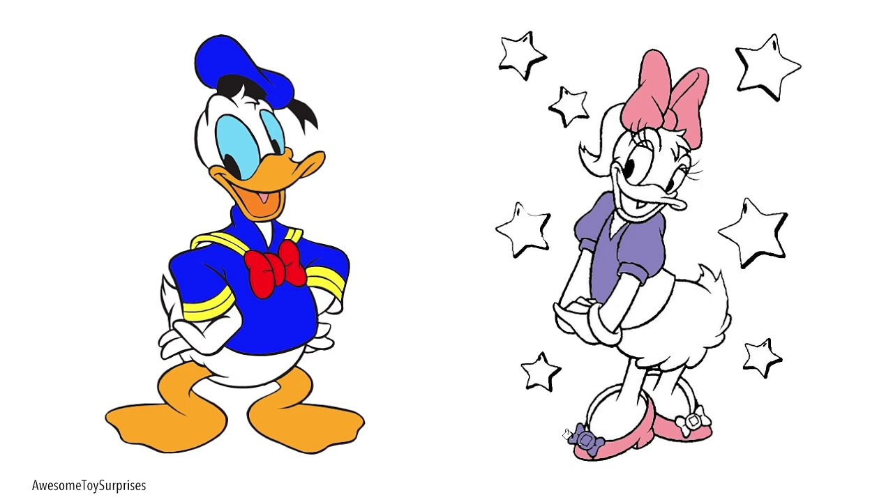 Mickey & Minnie Mouse Daisy & Donald Duck Learn Colors Coloring Page! Fun Coloring Activit