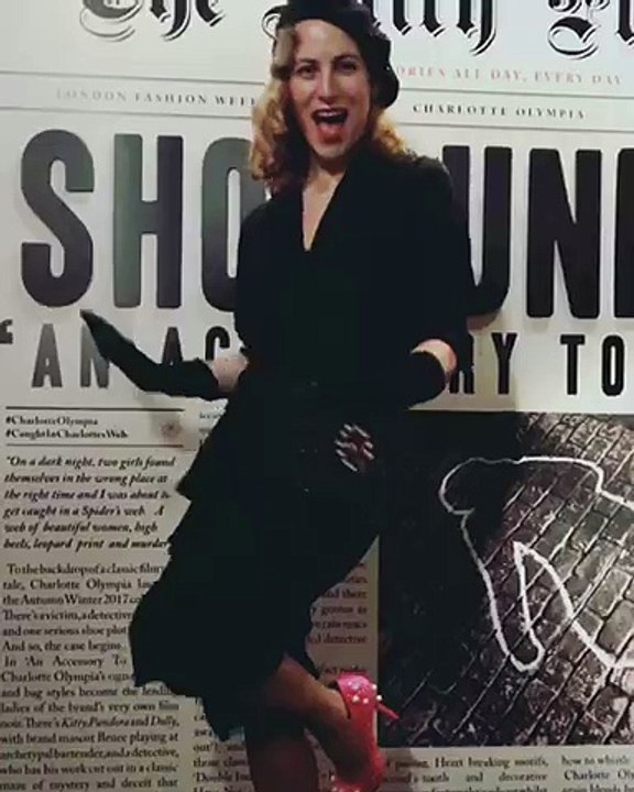 British accessories designer Charlotte Olympia at the presentation of her Fall/Winter 2017-2018 collection, inspired by Hollywood's classic film noir period. @charlotte_olympia #charlotteolympia #LFW