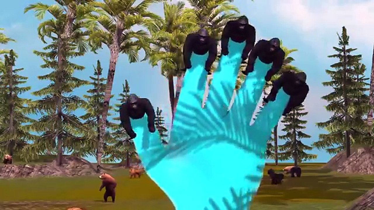funny Gorilla finger family ,lion animal cartoon rhymes