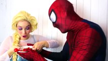 Spiderman With Frozen Elsa & Giant Gummy Candy Chuppa Chups, Pink Spidergirl Superhero in Real Life-65X