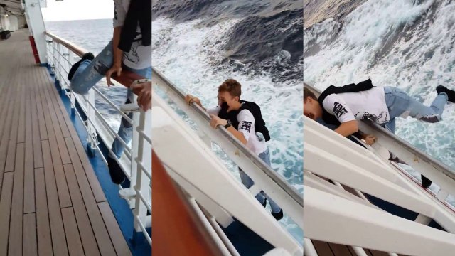 Un ado sur un paquebot suspendu au-dessus de l'eau