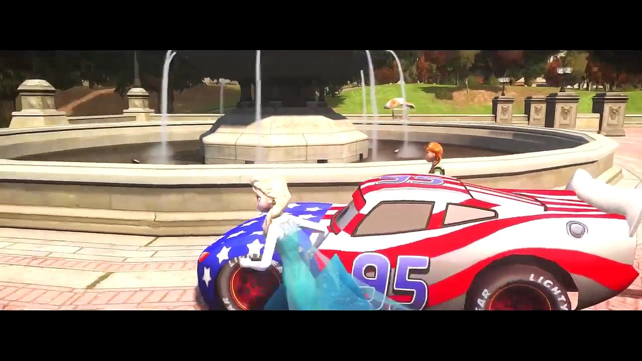 Anna of Arendelle and Elsa The Snow Queen (Frozen) with Lightning McQueen Cars | FUN