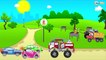 El Camión de bomberos es Rojo y Carros de Carreras infantiles - Caricatura de Carritos Para Niños