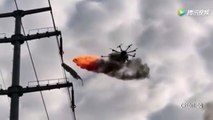 Nettoyer une ligne électrique avec un drone Lance-flamme