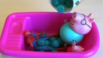 Learn Colors Spider-Man Peppa Pig Baby Bath Time Playing With Colors Candy Peppa Pig Famil
