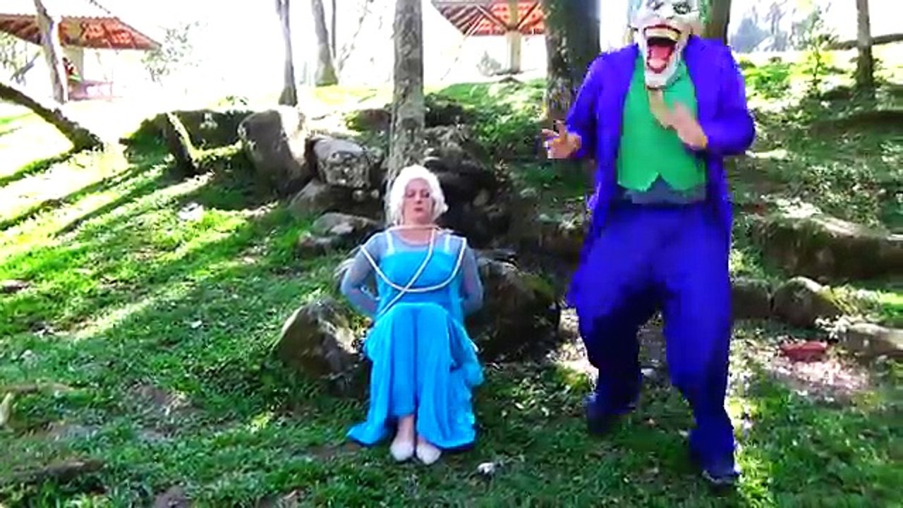 Spiderman vs Joker kidnap Frozen Elsa blackmail Fun Superheroes movie in real life