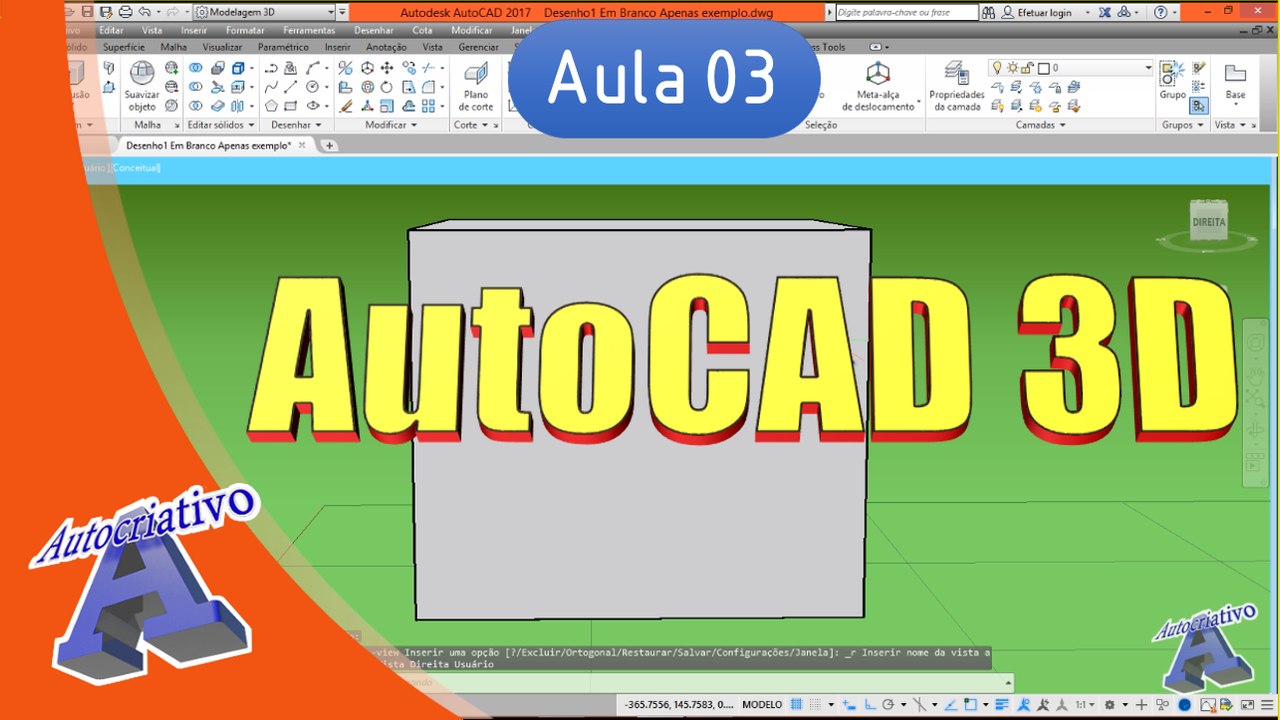 Curso de AutoCAD 3D - Aula 03 - Coordenadas, Planos e Eixos - Autocriativo