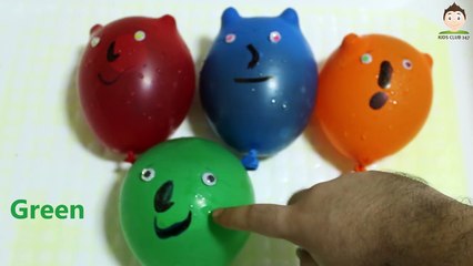5 Faces Wet Balloons Compilation - Funny Hearts Water Balloon Finger Song - Learn colours