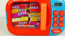 Microwave Candy Surprise Toys!! Learn Colors with PEZ Candy Dispensers