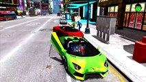 Los colores de los Coches de la Policía de Lamborghini en Problemas! Rimas de Colores de Spiderman Canciones para los niños