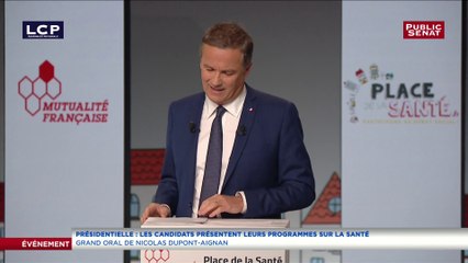 Nicolas Dupont-Aignan présente son projet pour la santé à la Mutualité française
