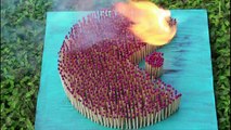 Matchstick chain reaction - Pacman - Amazing Fire Domino - The Fire Art