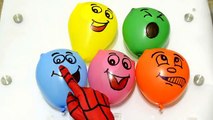 5 Wet Colours Face Balloons - Learn colors water balloon Finger Family nursery rhymes comp