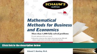Read Online  Schaum s Outline of Mathematical Methods for Business and Economics (Schaum s