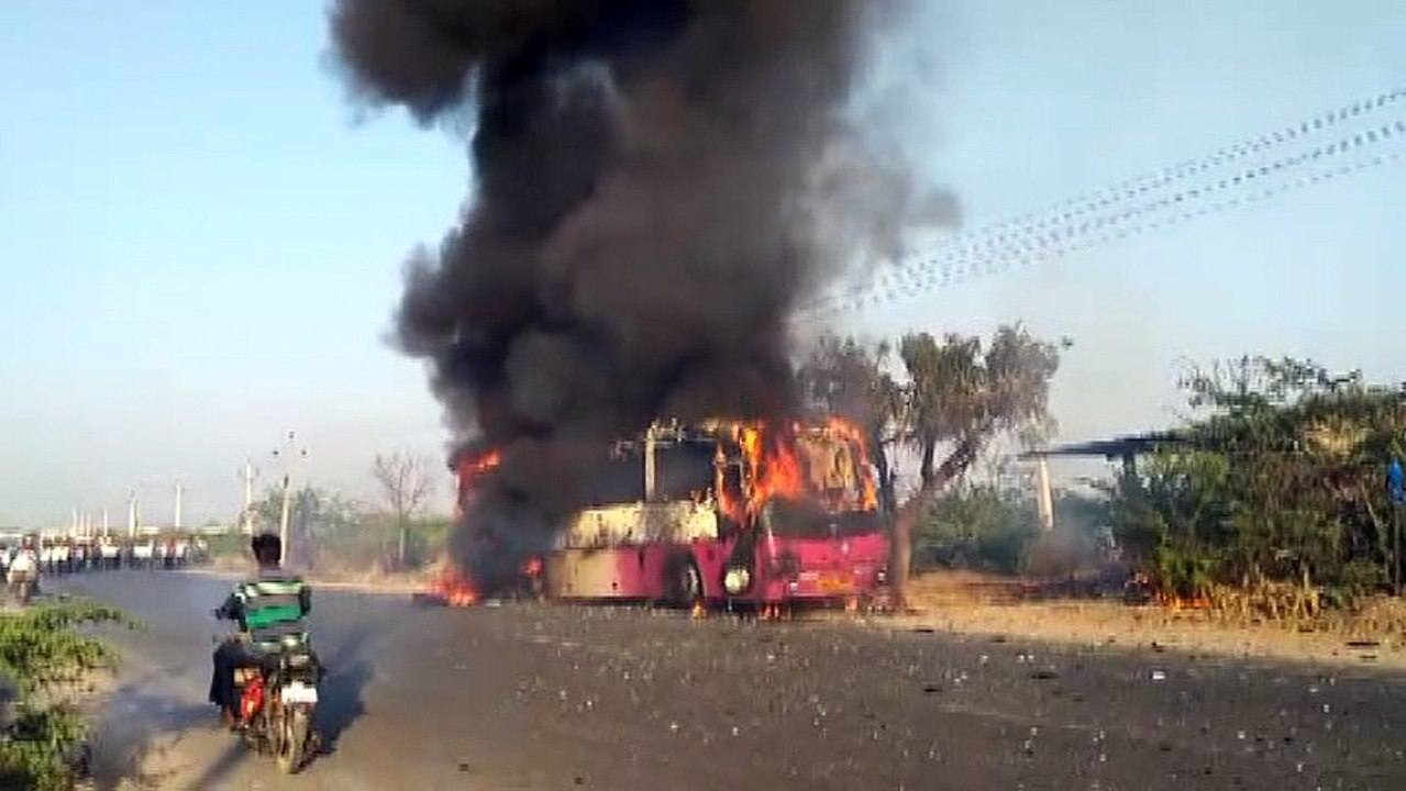 Bus fire accident at Aleru