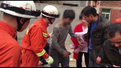 Public toilet collapses injuring boy