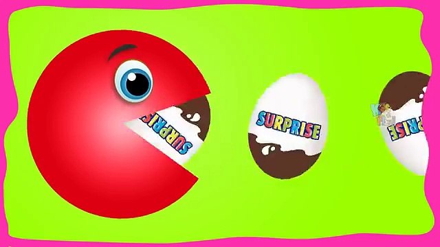 Aprender los Colores Con Pacman para los Niños, Kinder Joy Huevos Sorpresa Rojo Azul Rosa Naranja Amarillo Gr