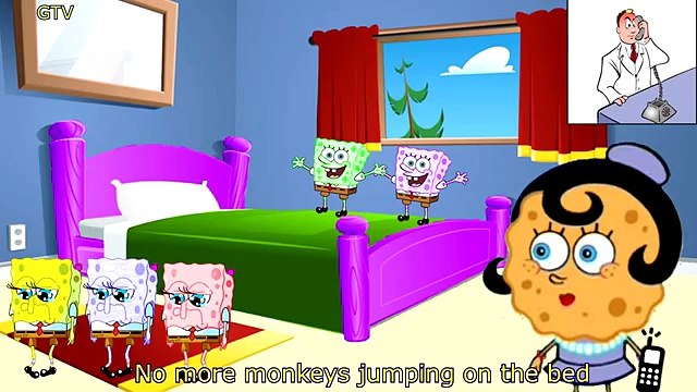 Five Little Spongebob Jumping on the Bed | 5 Little Monkeys Jumping on the bed Nursery Rhy