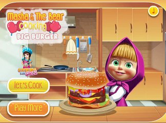 Masha cooking big burger