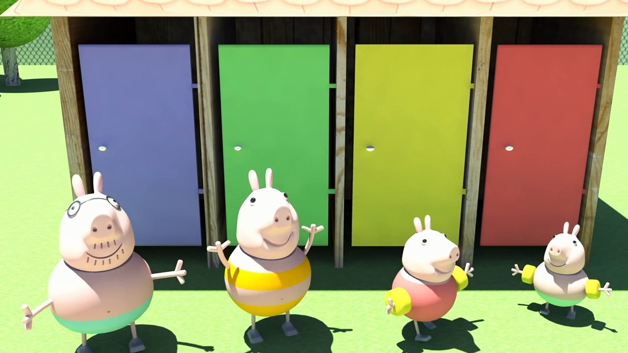 Peppa Pig --- Swimming Pool ( 3D full episode ) Finger Family Nursery ...