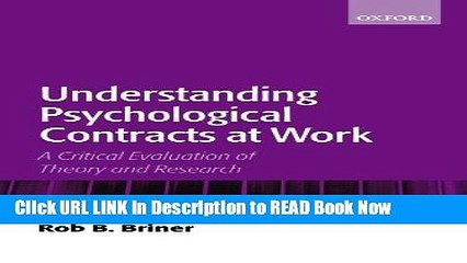Download Free Understanding Psychological Contracts at Work: A Critical Evaluation of Theory and