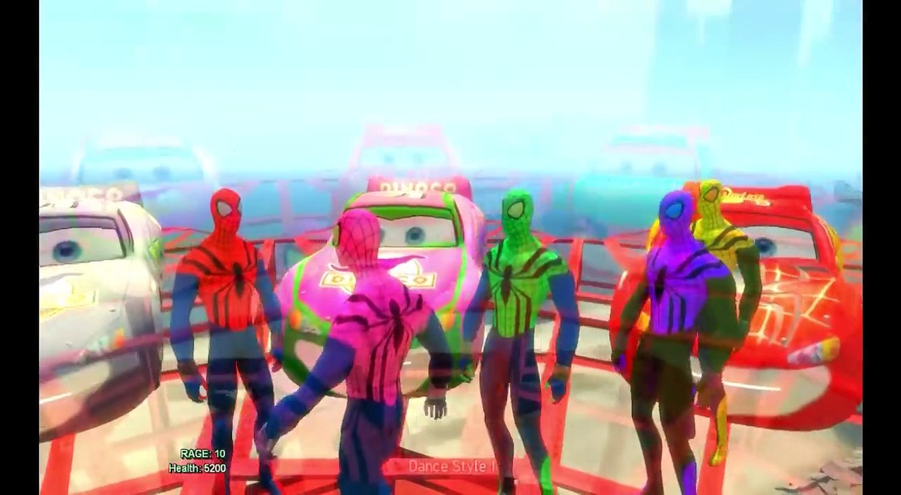 Disney Color McQueen Dinoco #Cars, Finger Family kids song! McQueen Dinoco Stairway & Spid