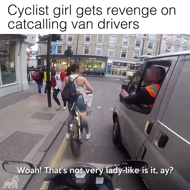 Cyclist Girl Gets Revenge On Catcalling Van Drivers