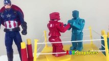 Civil War Rock Em Sock Em Robot Fight Captain America Vs Ironman Spiderman Egg Surprise