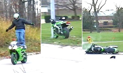 Motorcycle Show-off Over Estimates His Skills